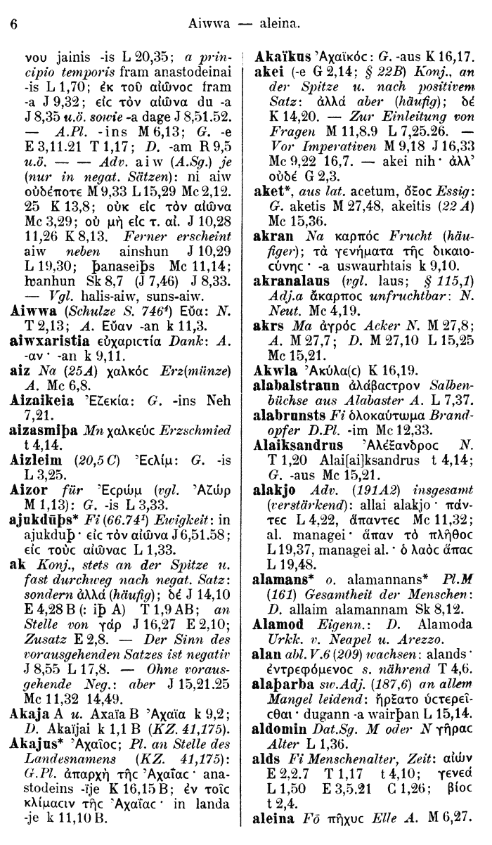 Wilhelm Streitberg 1910: Gotisch-Griechisch-Deutsches Wrterbuch p. 6.