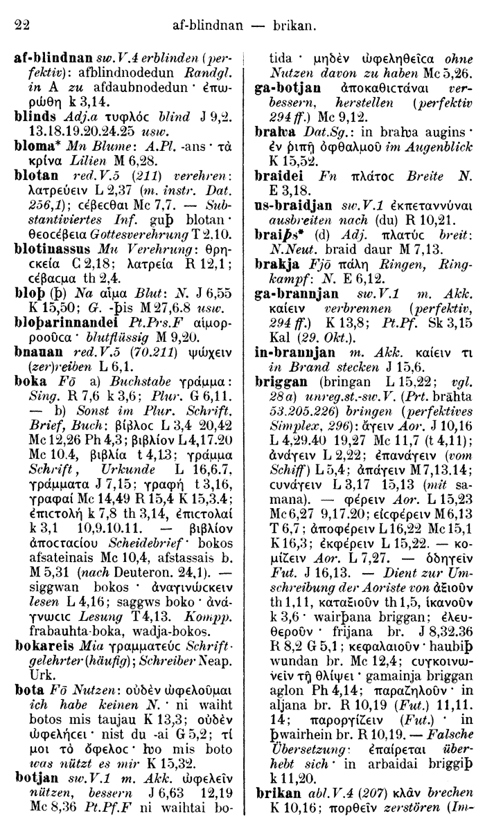 Wilhelm Streitberg 1910: Gotisch-Griechisch-Deutsches Wrterbuch p. 22.