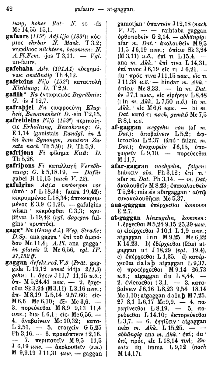 Wilhelm Streitberg 1910: Gotisch-Griechisch-Deutsches Wrterbuch p. 42.