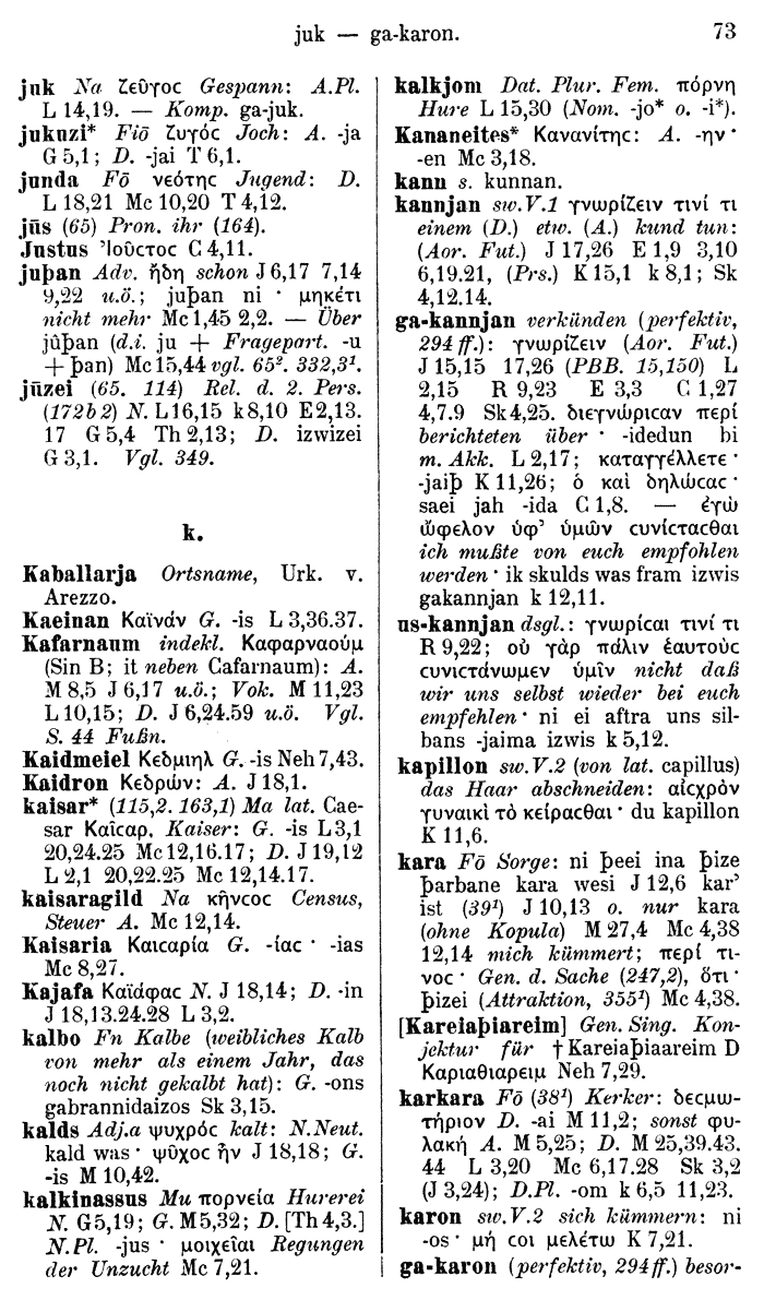 Wilhelm Streitberg 1910: Gotisch-Griechisch-Deutsches Wrterbuch p. 73.