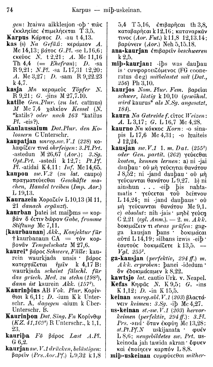 Wilhelm Streitberg 1910: Gotisch-Griechisch-Deutsches Wrterbuch p. 74.