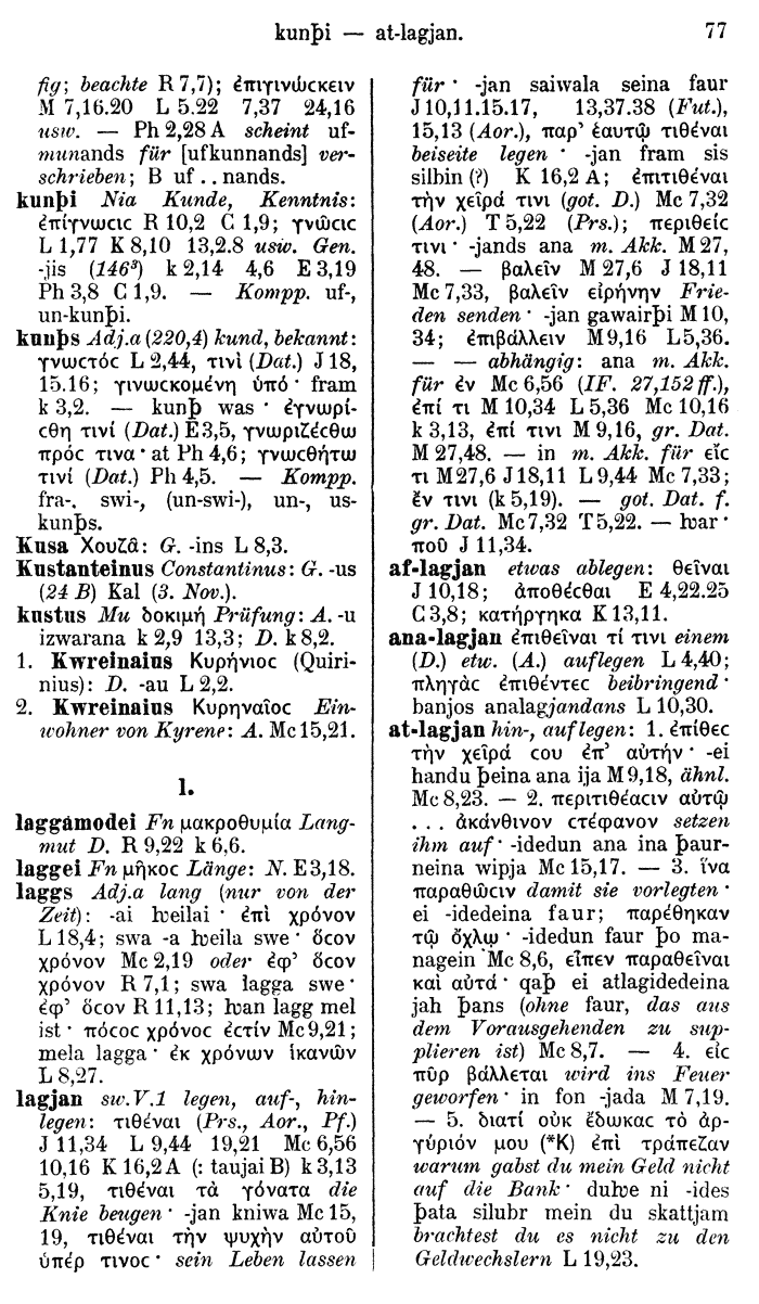 Wilhelm Streitberg 1910: Gotisch-Griechisch-Deutsches Wrterbuch p. 77.