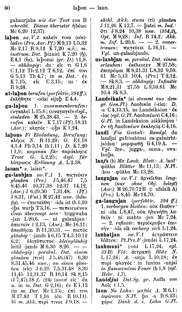 Wilhelm Streitberg 1910: Gotisch-Griechisch-Deutsches Wrterbuch p. 80.