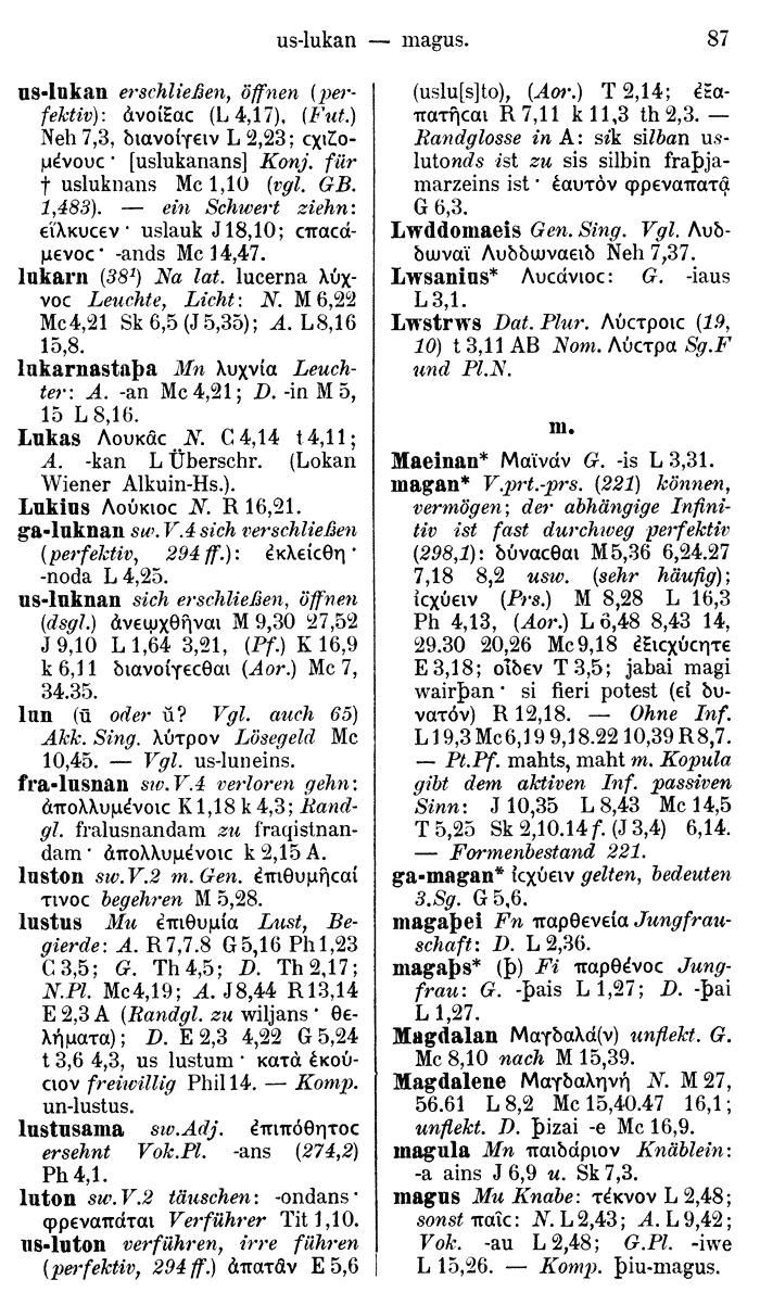 Wilhelm Streitberg 1910: Gotisch-Griechisch-Deutsches Wrterbuch p. 87.