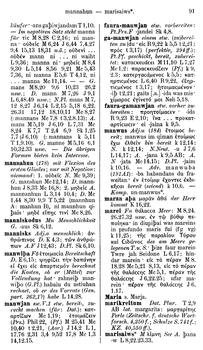 Wilhelm Streitberg 1910: Gotisch-Griechisch-Deutsches Wrterbuch p. 91.