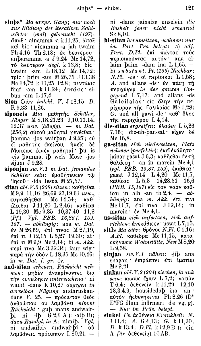 Wilhelm Streitberg 1910: Gotisch-Griechisch-Deutsches Wrterbuch p. 121.