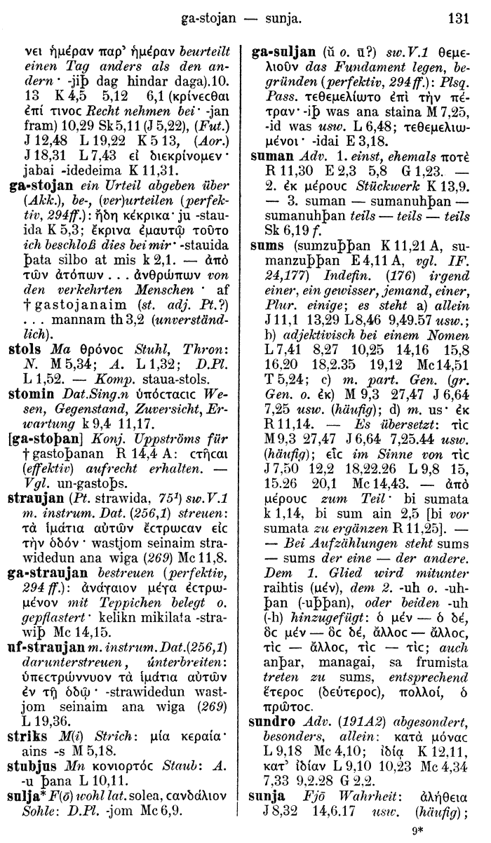 Wilhelm Streitberg 1910: Gotisch-Griechisch-Deutsches Wrterbuch p. 131.