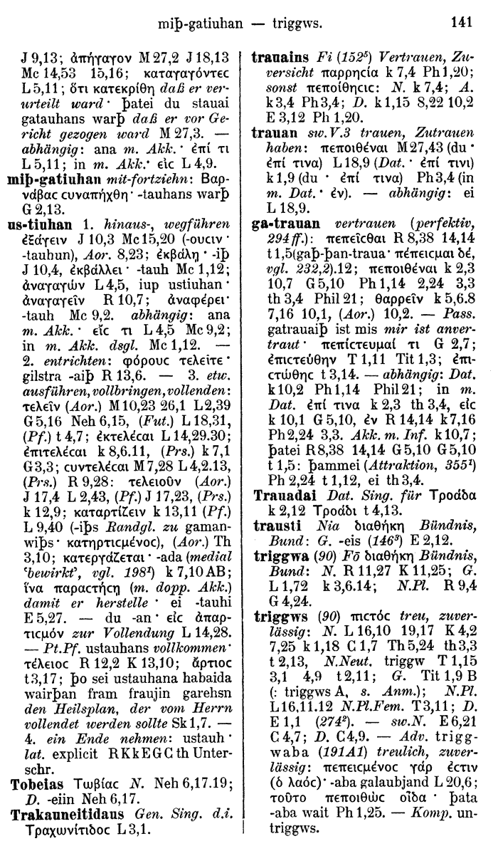 Wilhelm Streitberg 1910: Gotisch-Griechisch-Deutsches Wrterbuch p. 141.