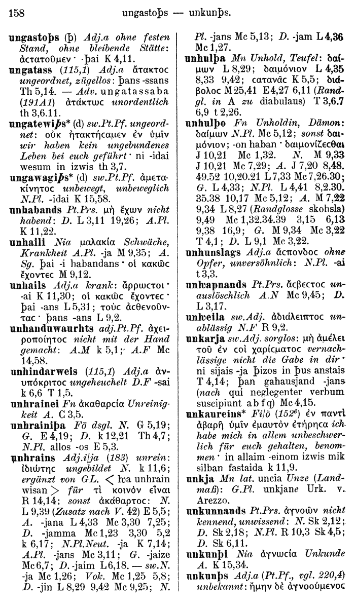 Wilhelm Streitberg 1910: Gotisch-Griechisch-Deutsches Wrterbuch p. 158.