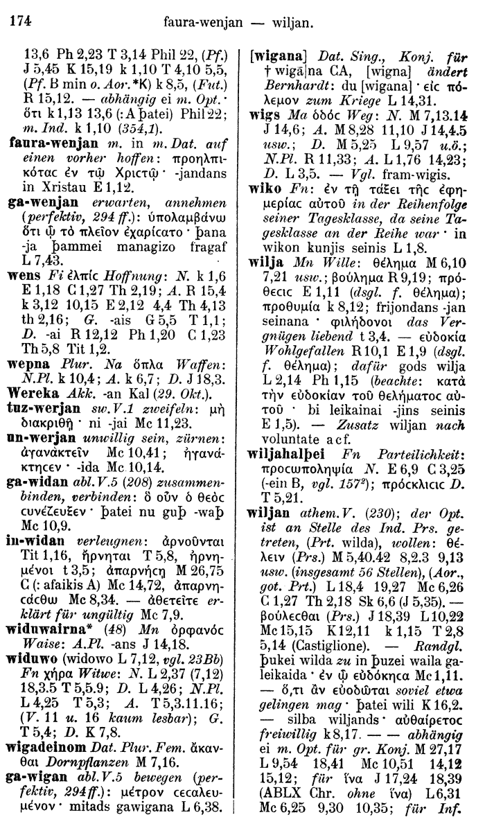 Wilhelm Streitberg 1910: Gotisch-Griechisch-Deutsches Wrterbuch p. 174.