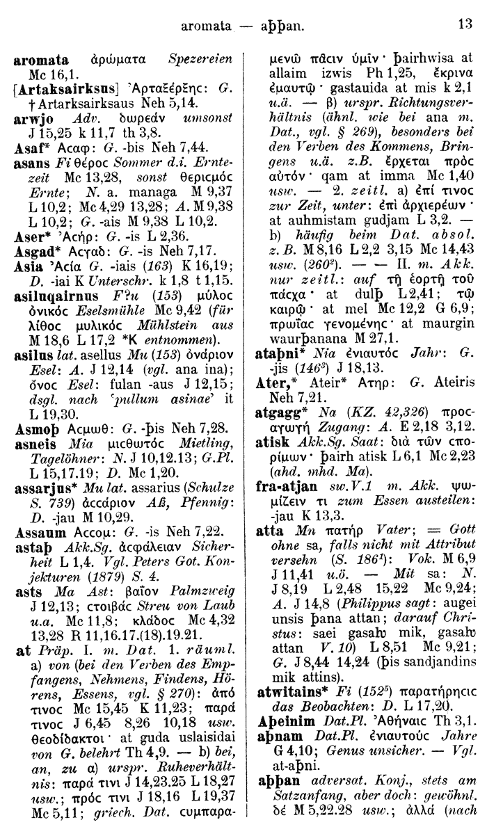 Wilhelm Streitberg 1910: Gotisch-Griechisch-Deutsches Wrterbuch p. 13.