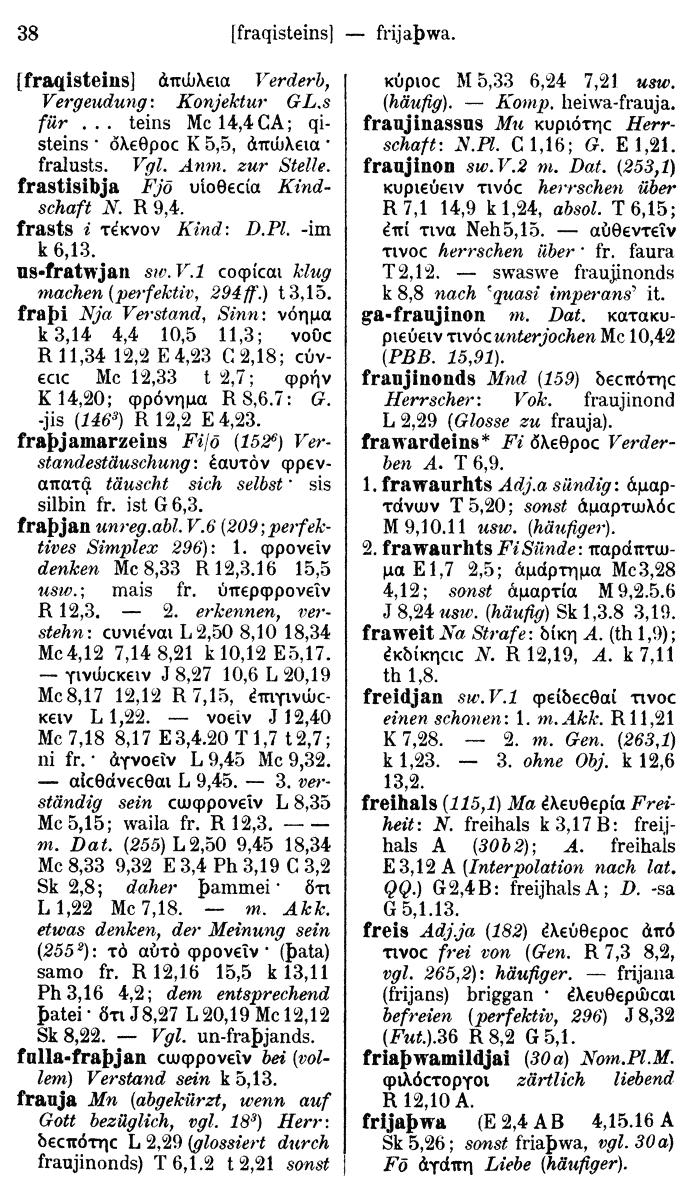 Wilhelm Streitberg 1910: Gotisch-Griechisch-Deutsches Wrterbuch p. 38.