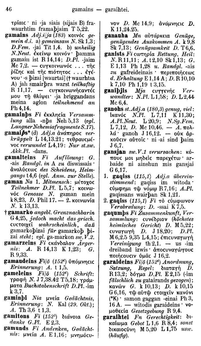 Wilhelm Streitberg 1910: Gotisch-Griechisch-Deutsches Wrterbuch p. 46.