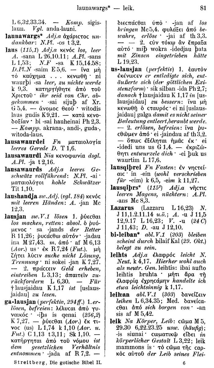 Wilhelm Streitberg 1910: Gotisch-Griechisch-Deutsches Wrterbuch p. 81.