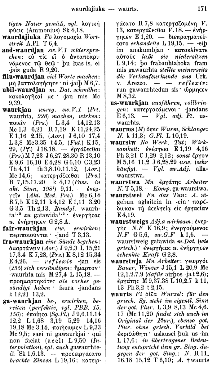 Wilhelm Streitberg 1910: Gotisch-Griechisch-Deutsches Wrterbuch p. 171.